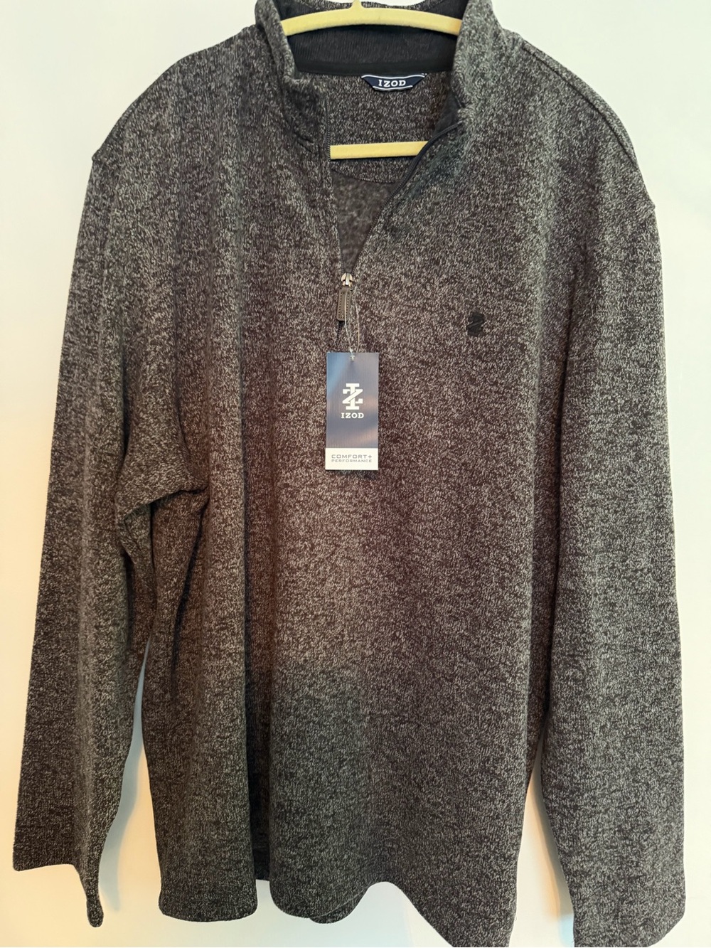 NWT - Izod Men's Charcoal Heather Zip Mock Neck Sweater Size XL